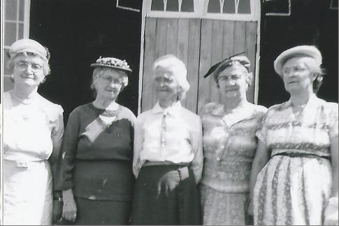The White Sisters, Daughters of Edwin &amp; Letitia Jane in front of Mount Pleasant United Church